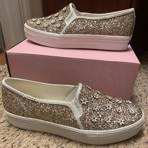 Keds x kate spade new york Triple Decker Glitter Flowers Slip On Womens Sz 9
